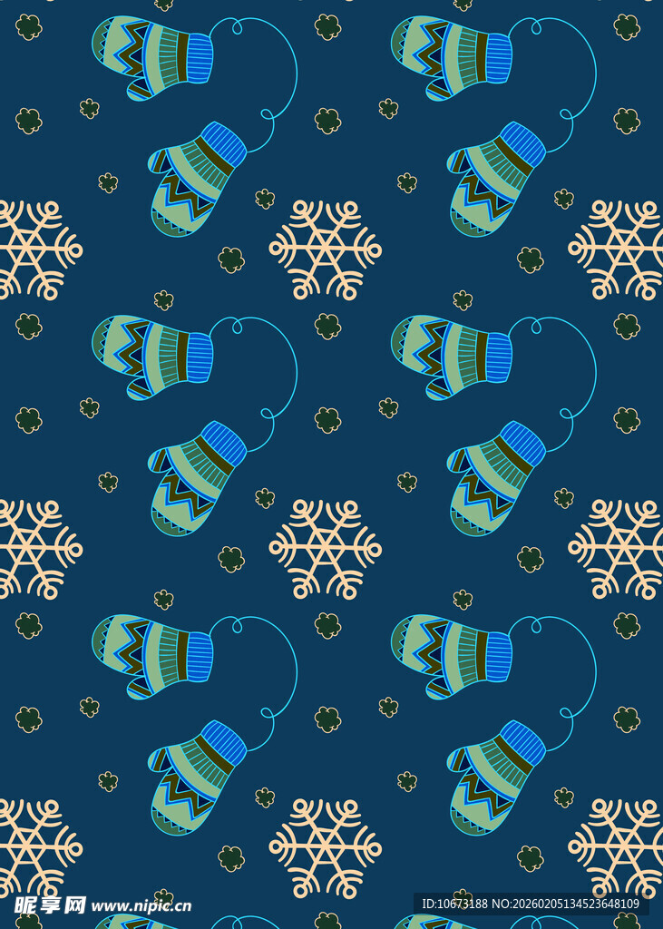 冬季元素无缝图案背景