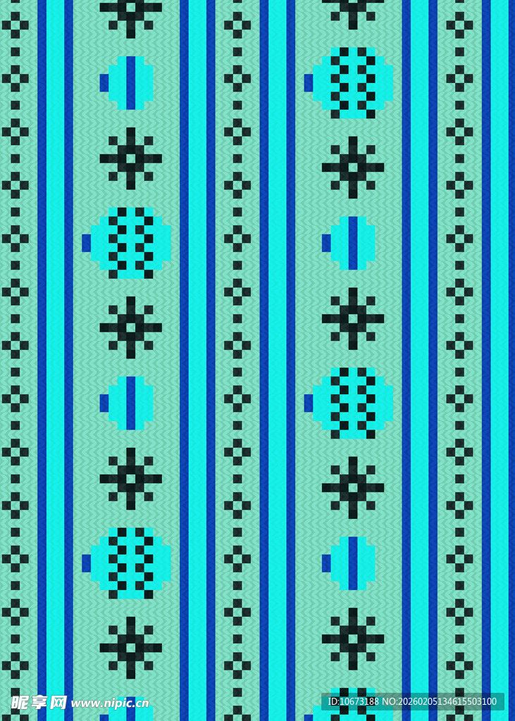 蓝底几何图案无缝花纹