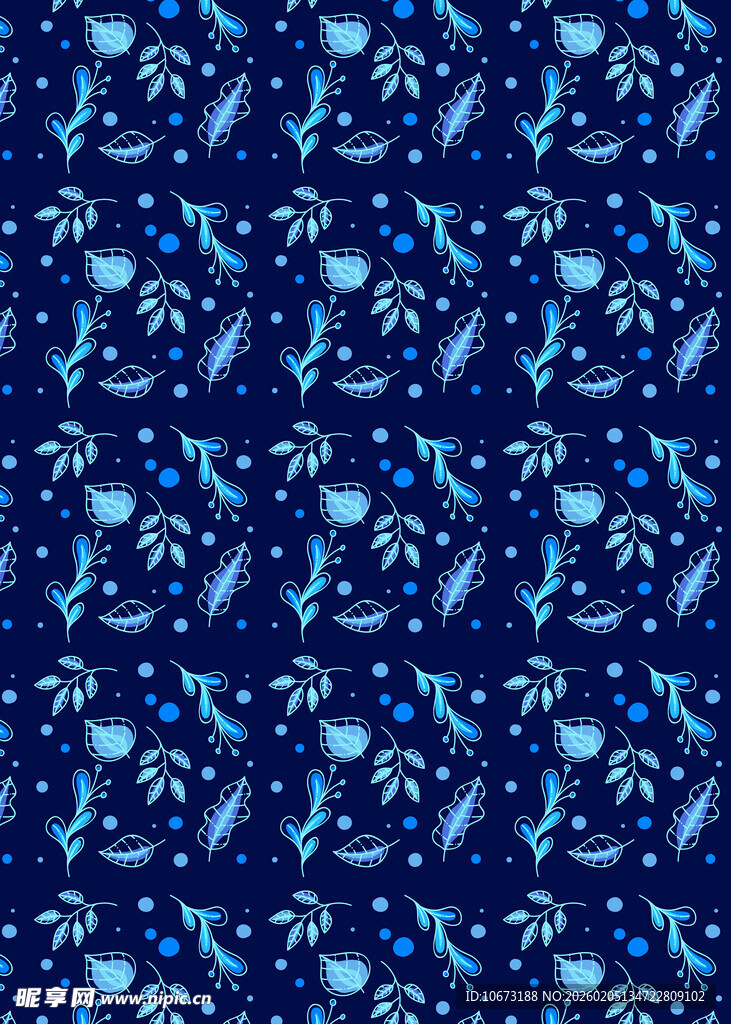 蓝色梦幻海洋生物图案