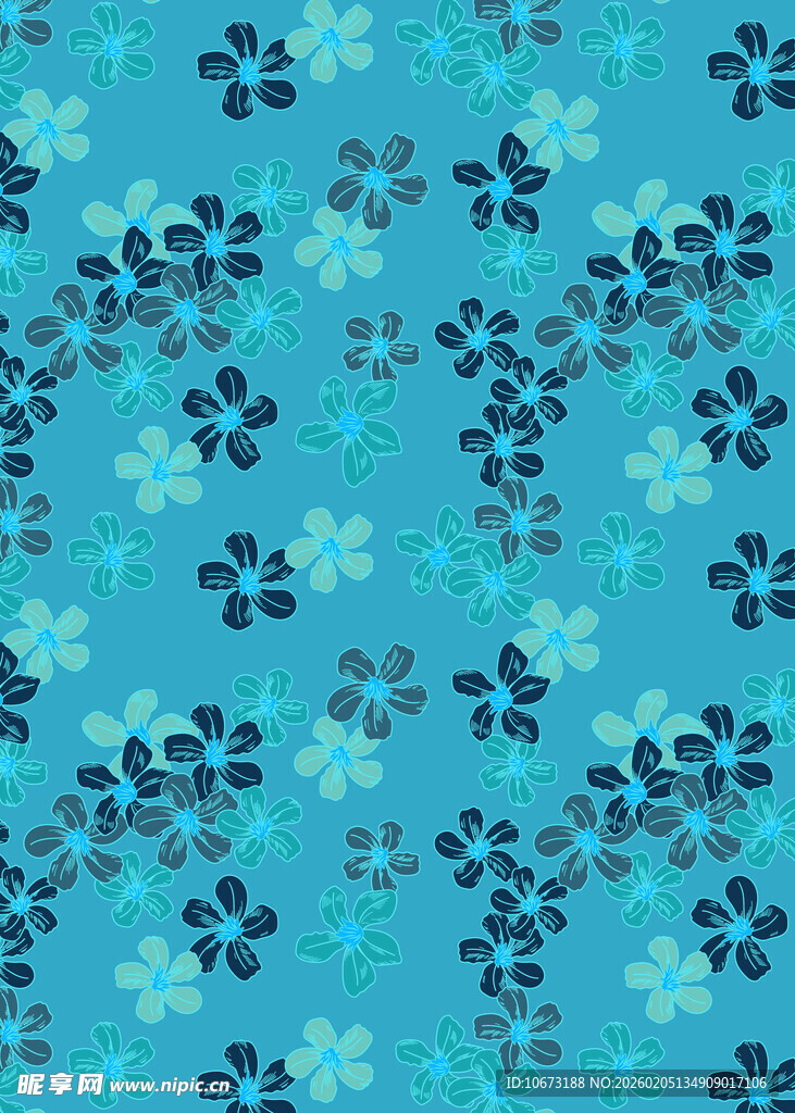 蓝底碎花图案纹理背景