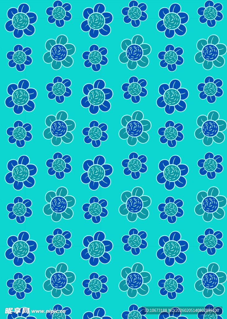 蓝绿花卉图案背景纹理
