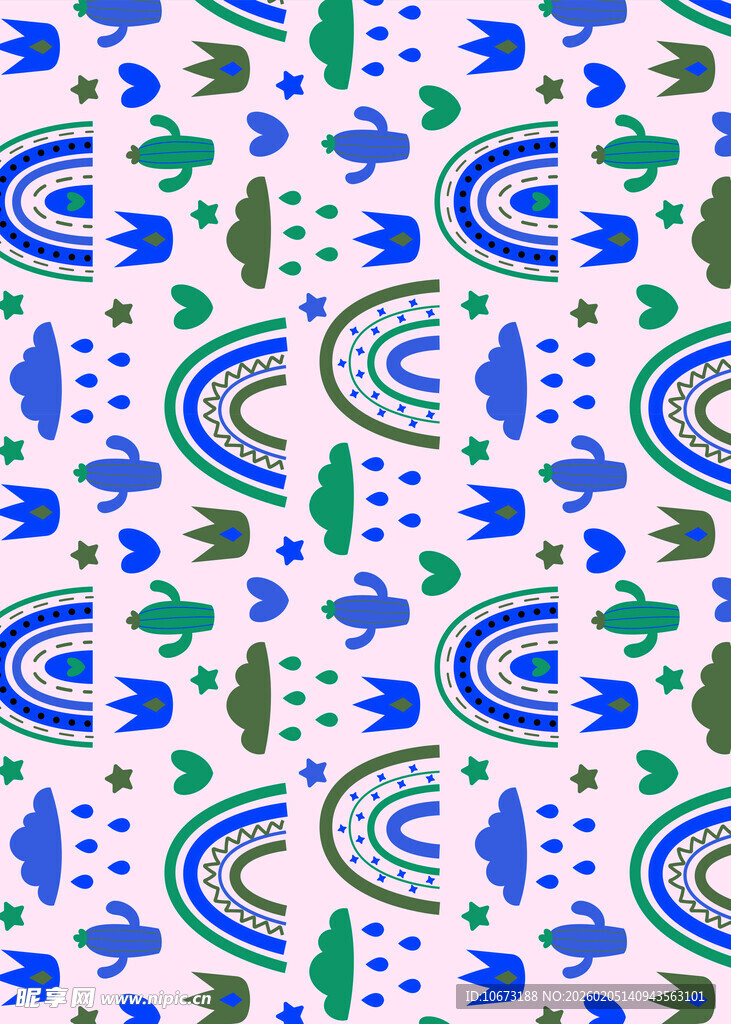 蓝绿几何图案无缝背景