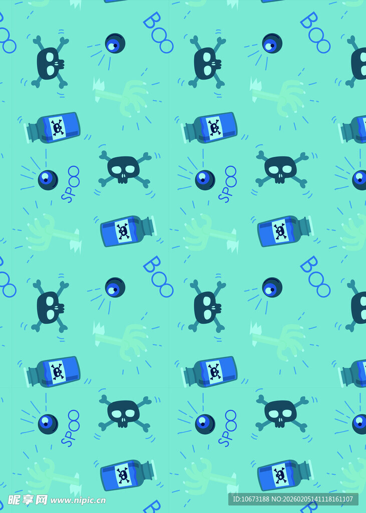 蓝色卡通章鱼图案背景