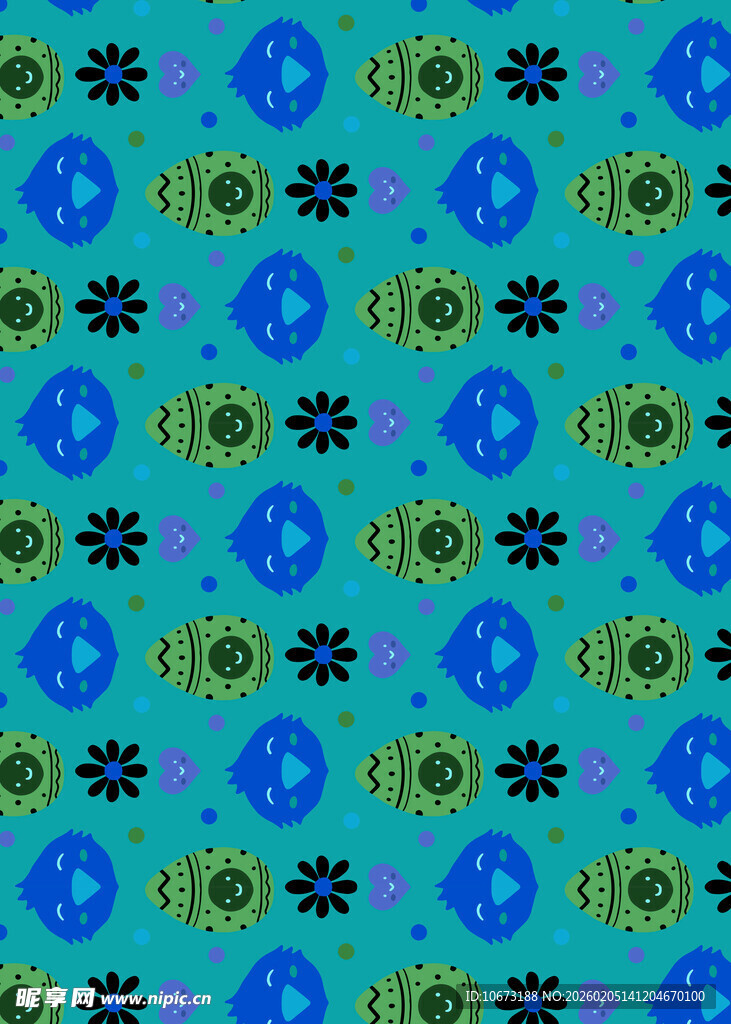 蓝色花卉图案背景