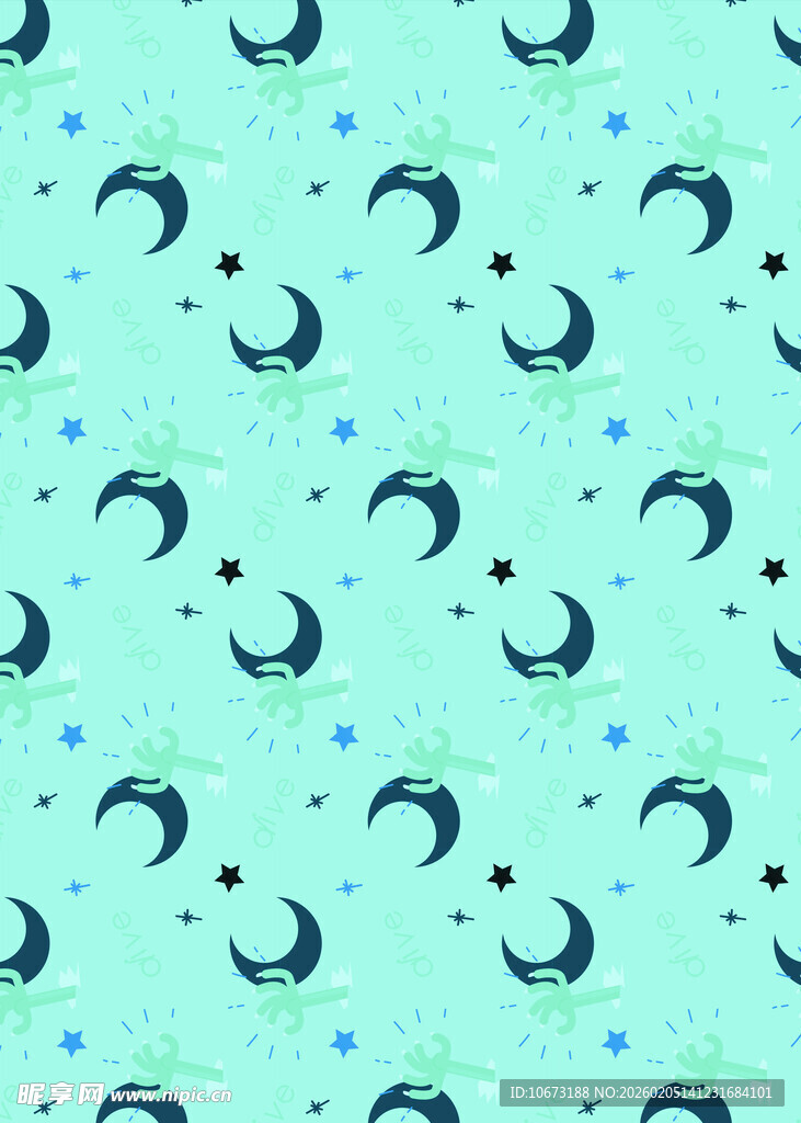蓝绿色月牙图案背景