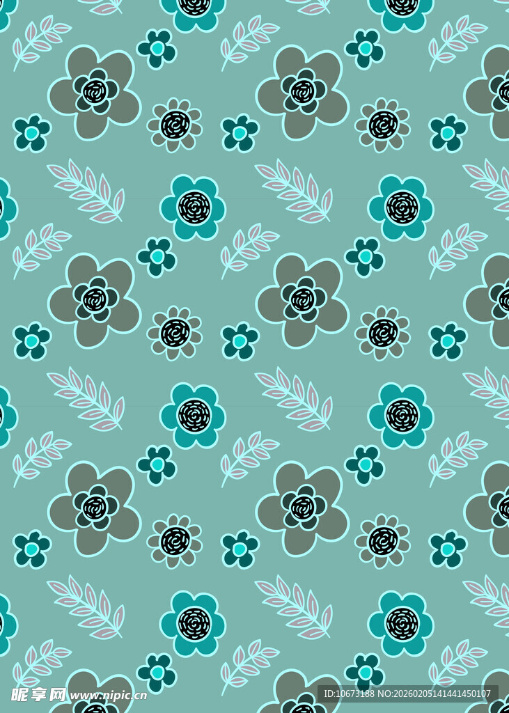 清新蓝底花朵图案纹理