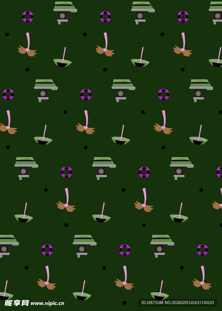 绿色背景蘑菇图案纹理