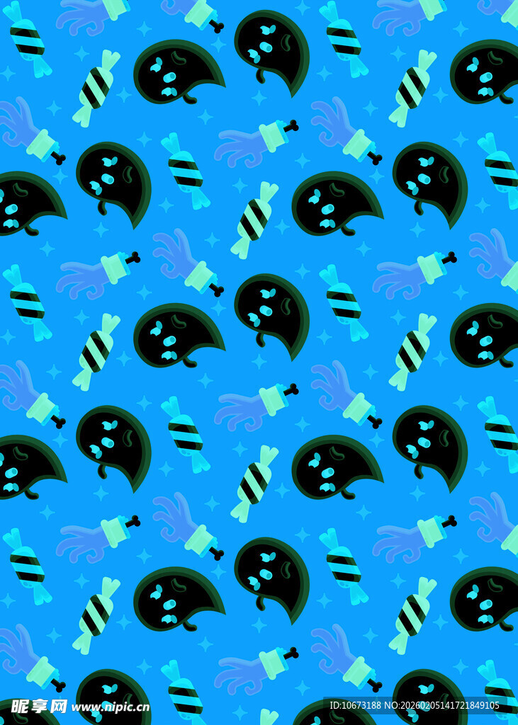 蓝色星空幽灵图案背景