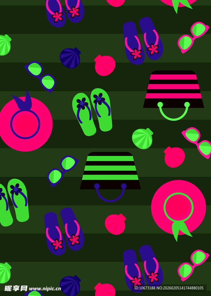 夏日缤纷度假元素图案