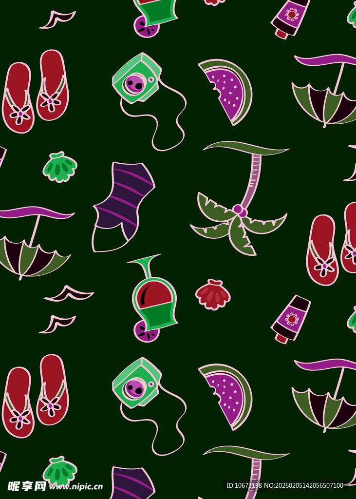 多彩夏日户外用品图案