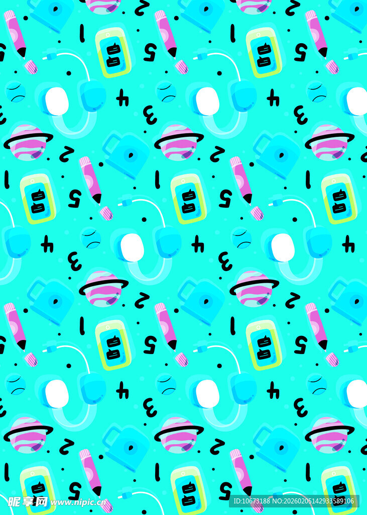 蓝底卡通罐子图案背景