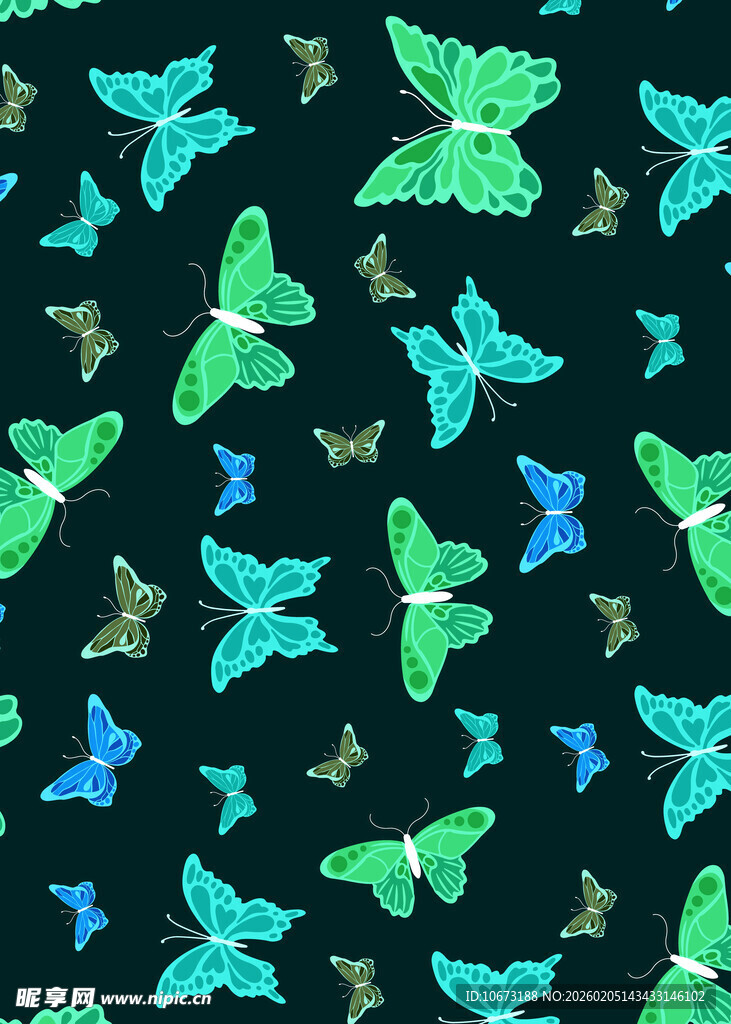 多彩蝴蝶图案背景