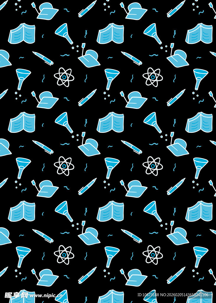 蓝色派对元素黑色背景图案