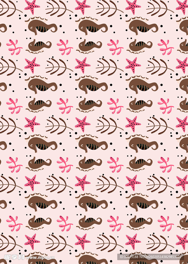 海星贝壳海洋元素图案