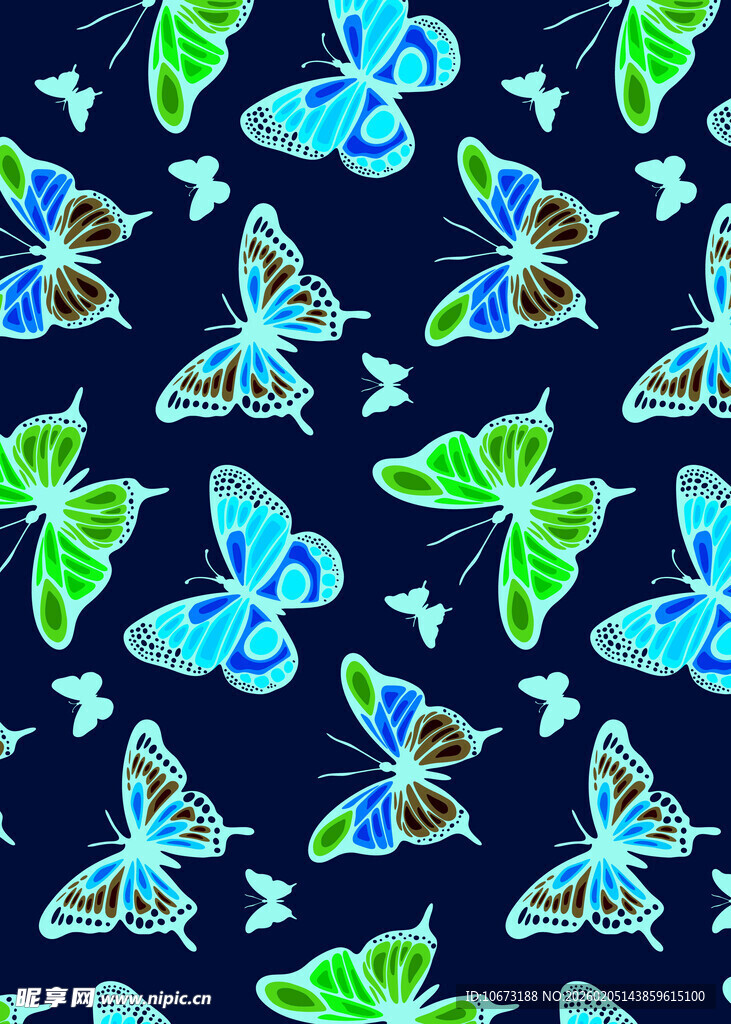 多彩蝴蝶图案背景纹理