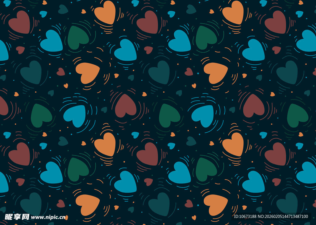 多彩心形图案背景
