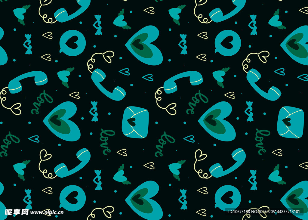 蓝绿电话图案无缝背景