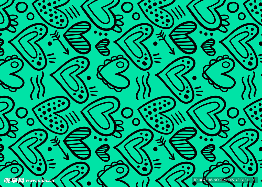 绿色卡通图案无缝背景图