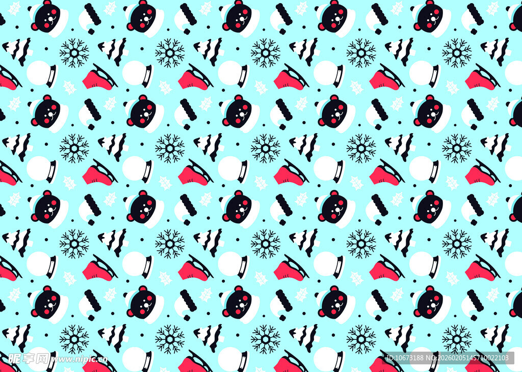 蓝底仙人掌图案无缝背景