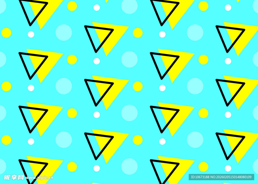 蓝底黄黑三角几何图案