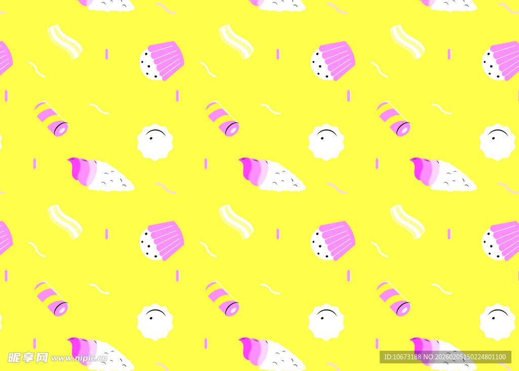 黄色背景可爱图案无缝纹理