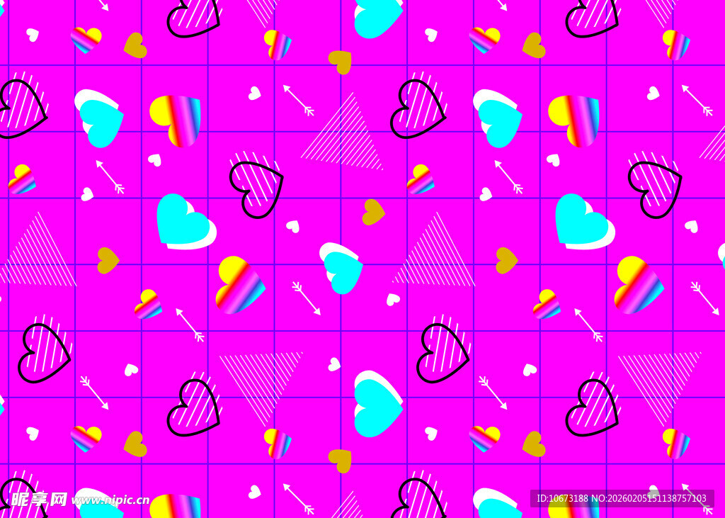 粉色爱心几何图案背景