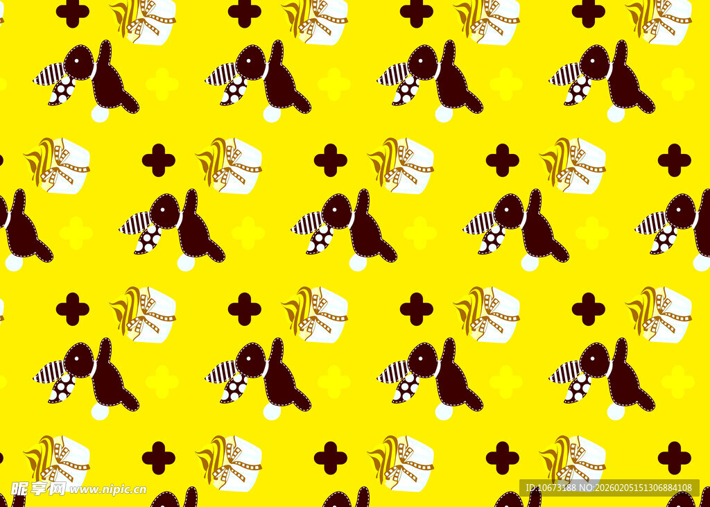 黄色底动物图案无缝背景