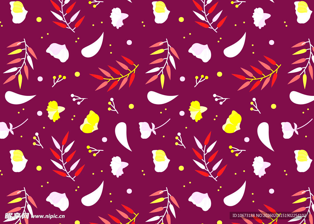 紫色底花卉叶子图案纹理
