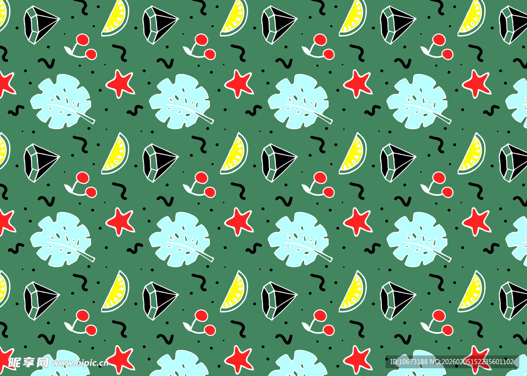 绿色花卉昆虫图案背景