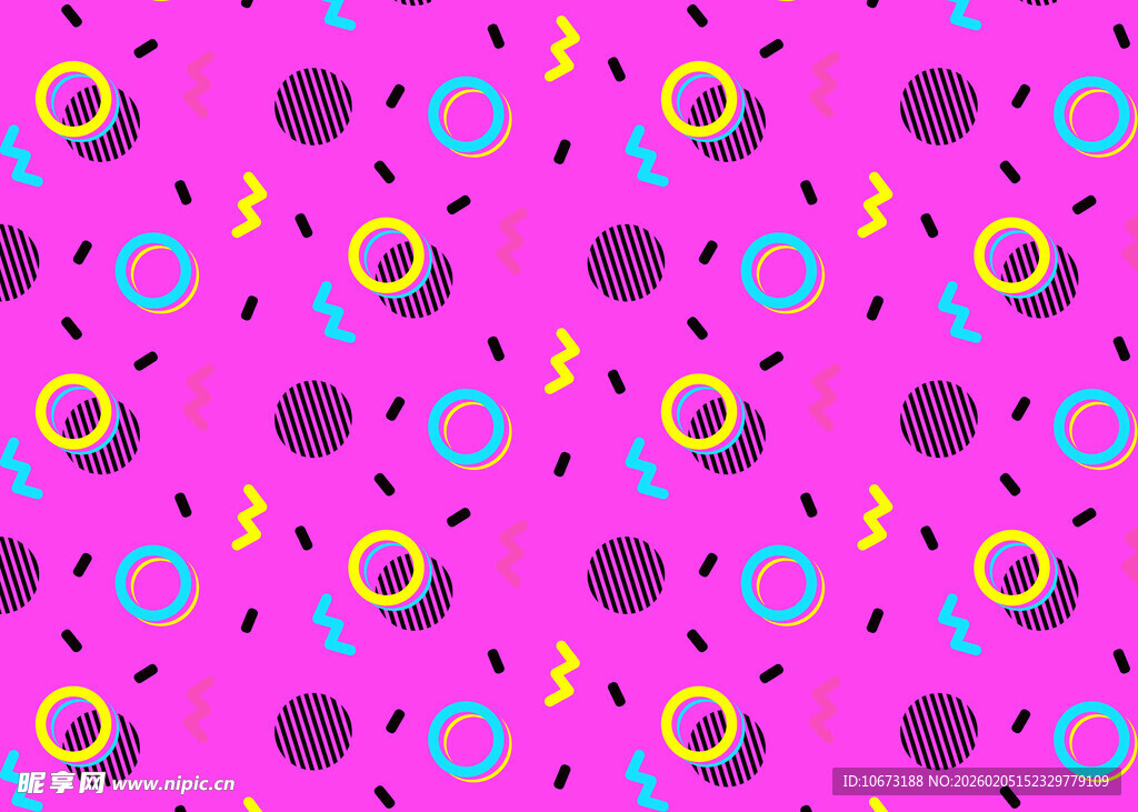 粉色背景多彩几何图案