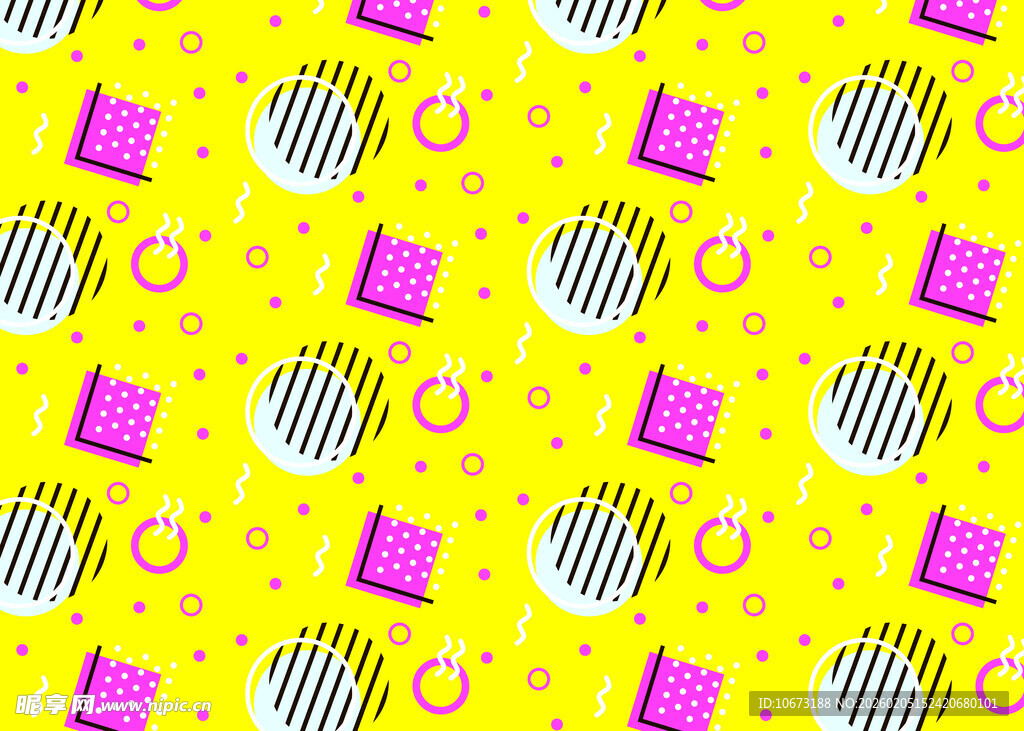 黄色背景多彩几何图案