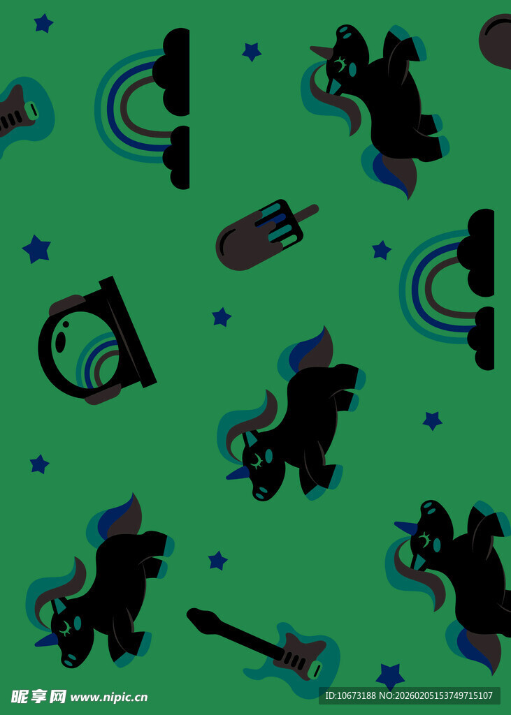 绿色背景的音乐元素图案