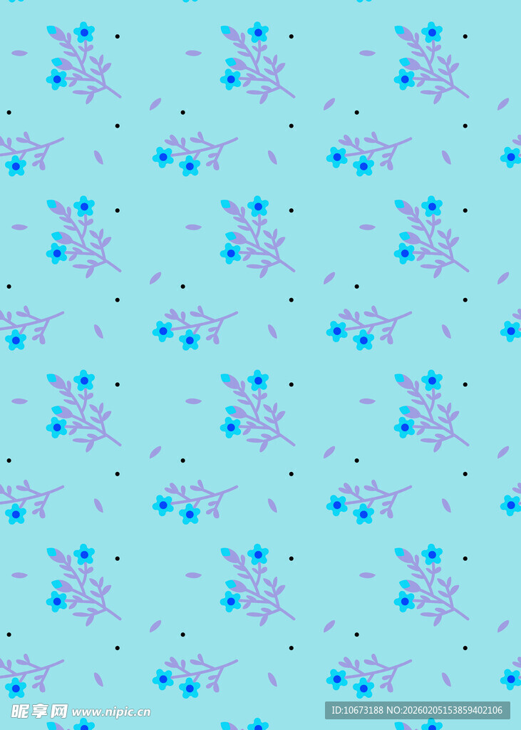 浅蓝色花卉樱桃图案背景