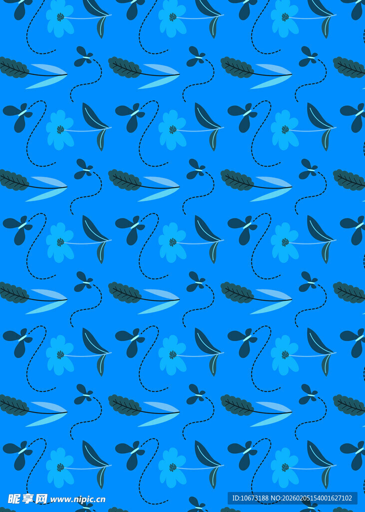 蓝色海洋鱼群图案背景