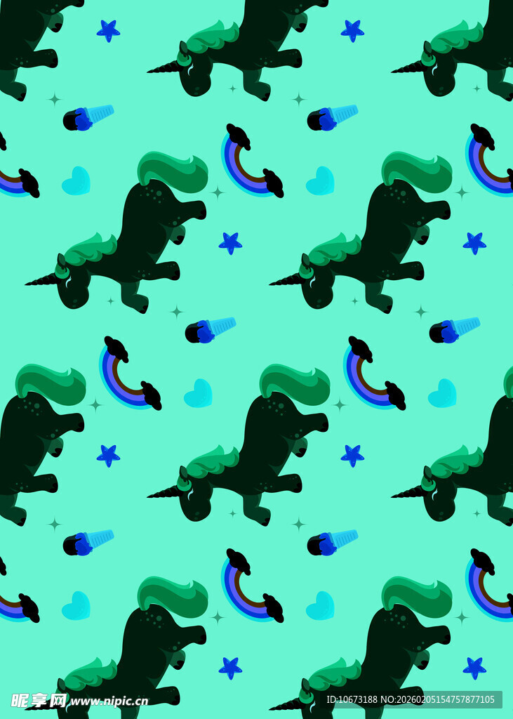 绿色背景的卡通图案设计