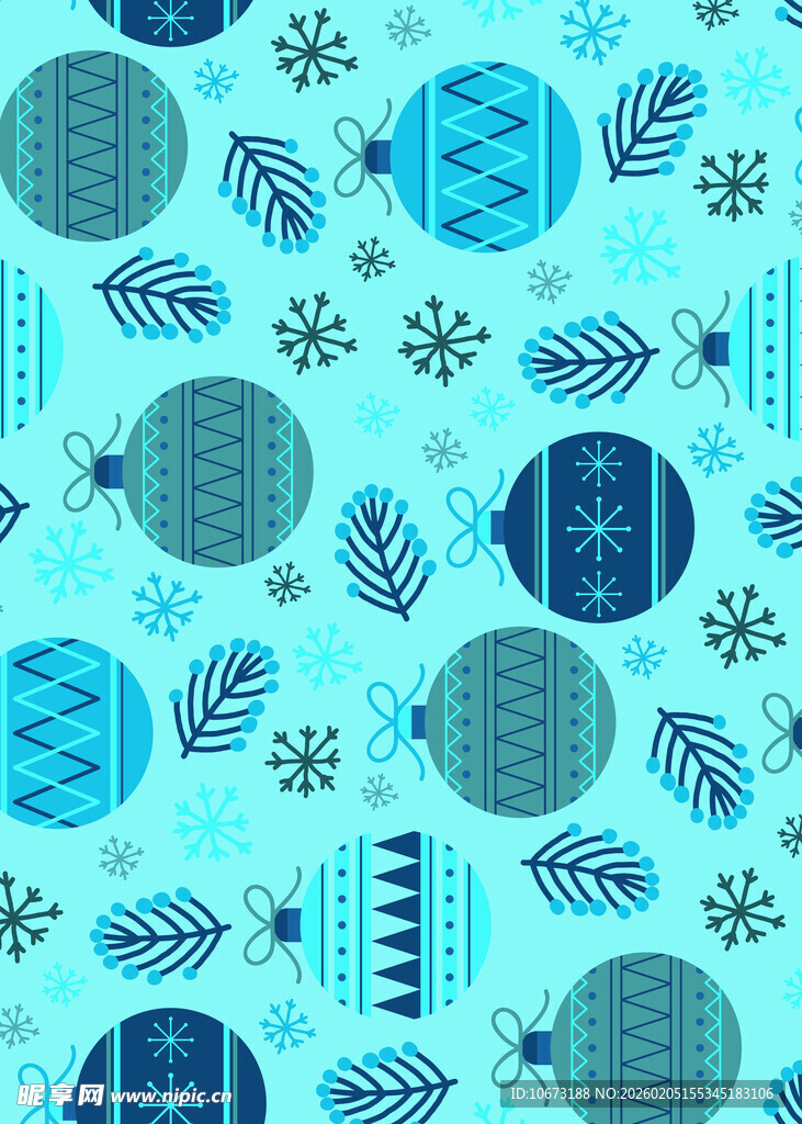 蓝调几何植物图案背景