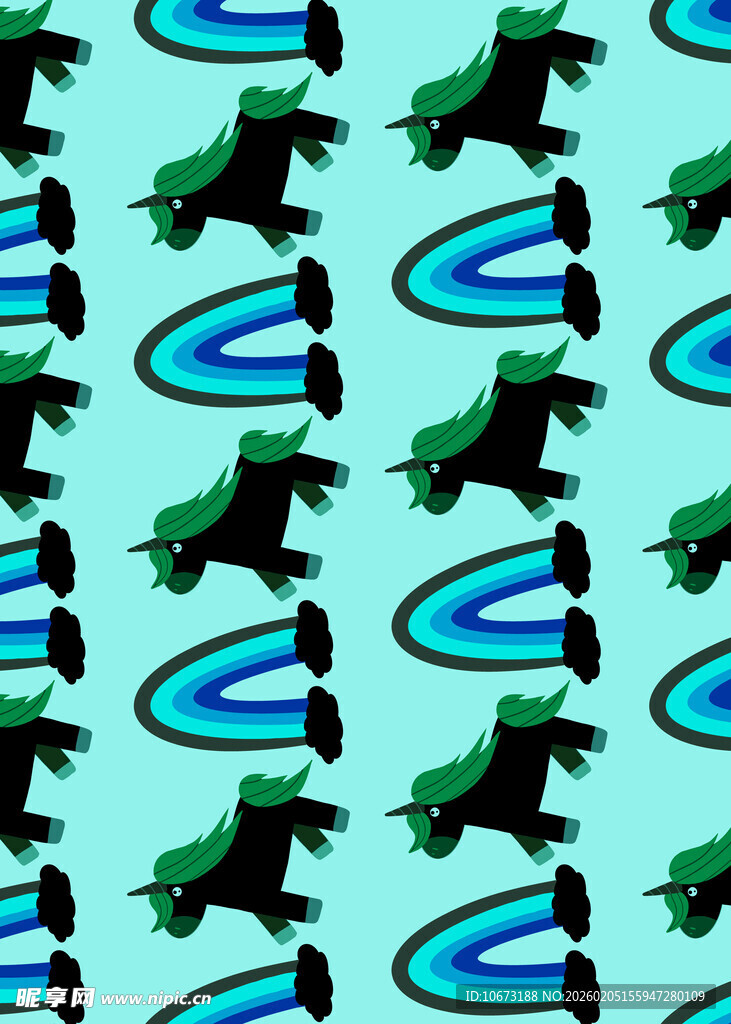 蓝底恐龙图案无缝背景