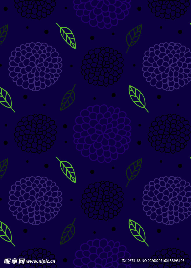 紫色底纹带绿色图案纹理