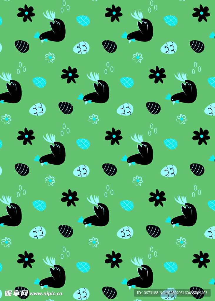 绿色底花卉图案背景图
