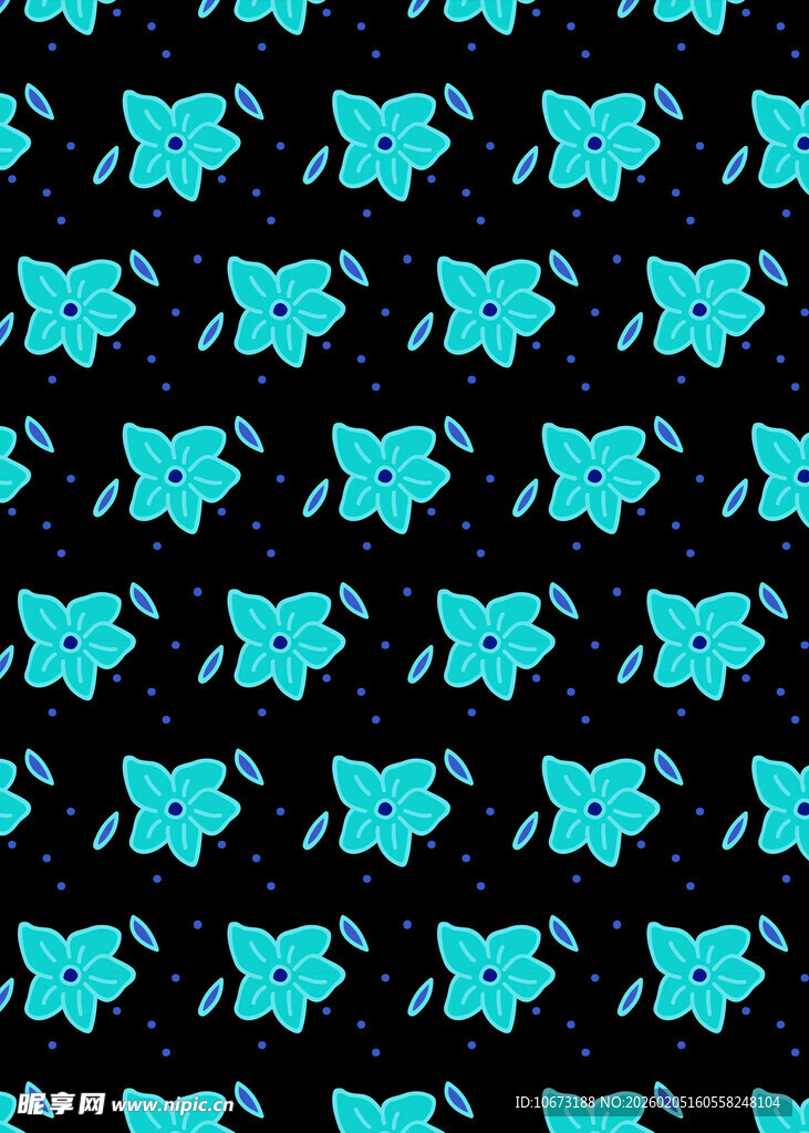 蓝绿色动物图案黑色背景