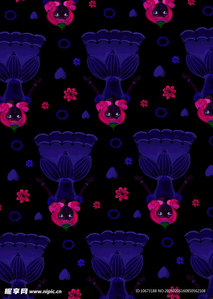 紫色花卉图案无缝背景