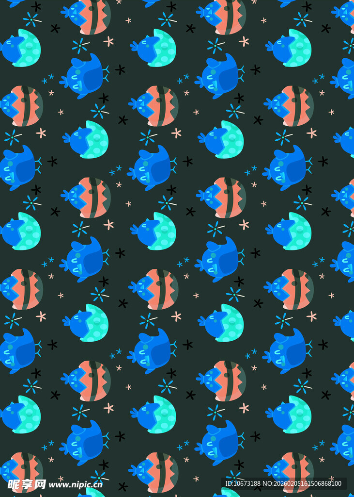 海洋生物图案的深色背景