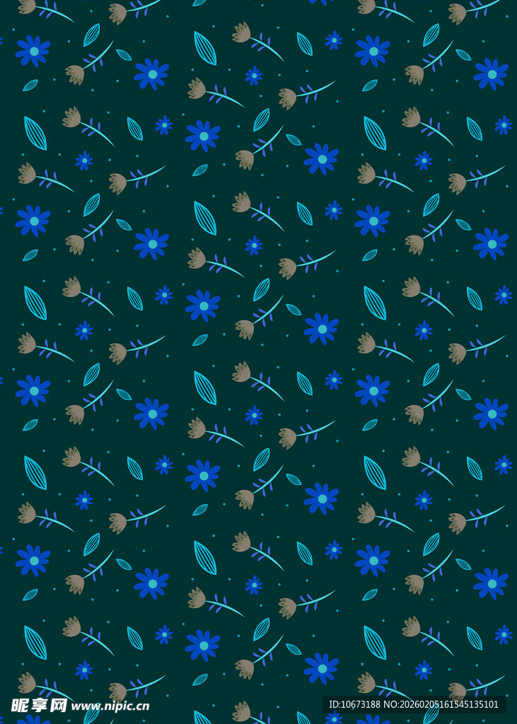蓝绿花卉图案背景纹理