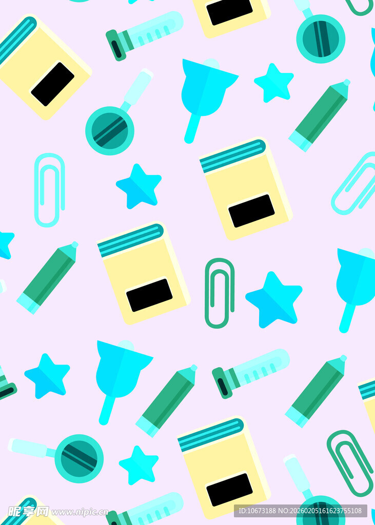 可爱文具图案背景