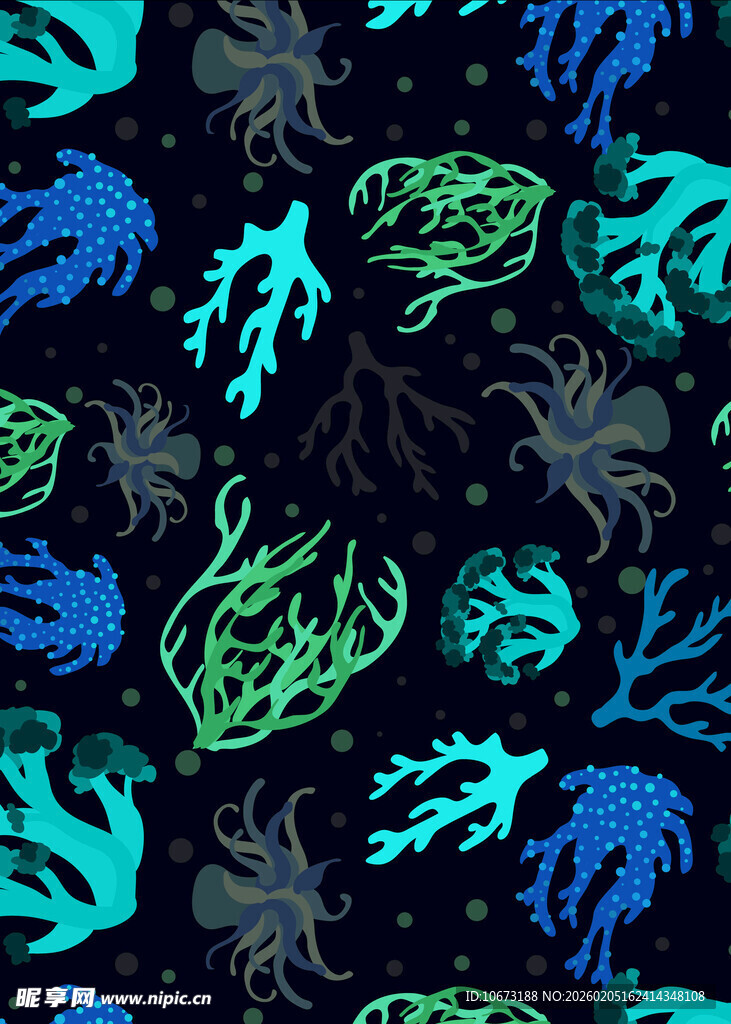 海洋风植物图案背景