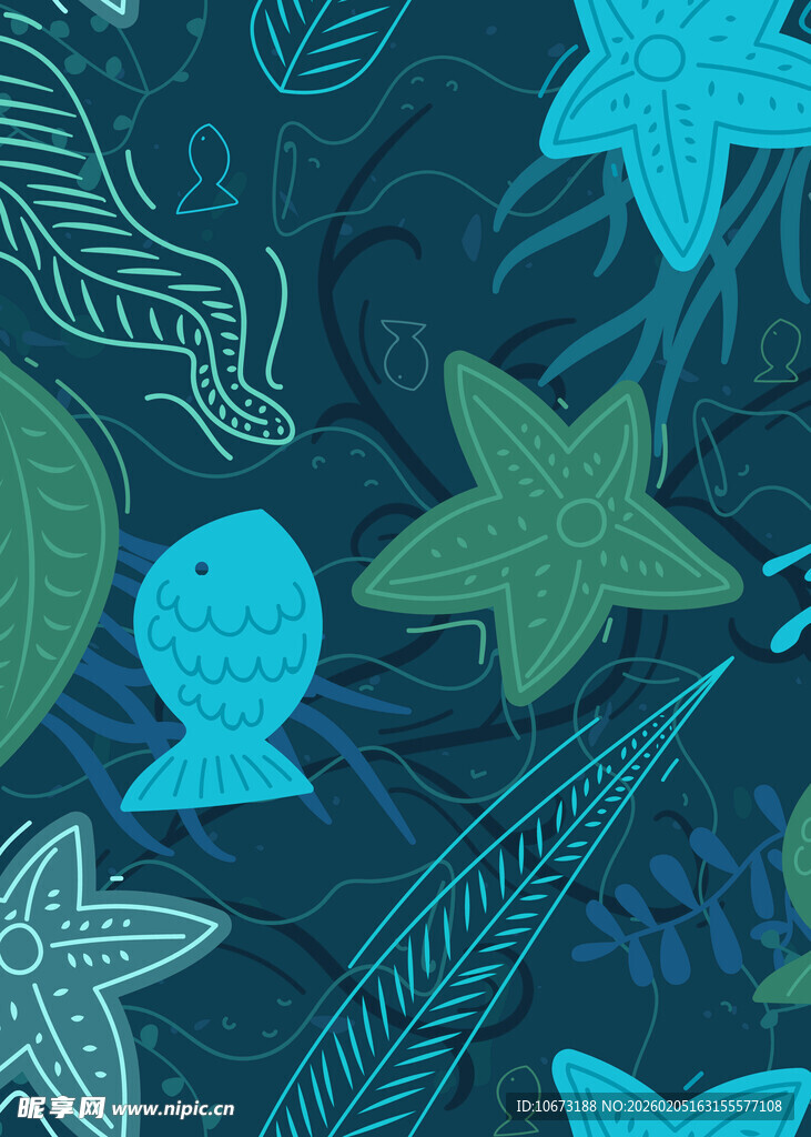 海洋元素抽象图案设计