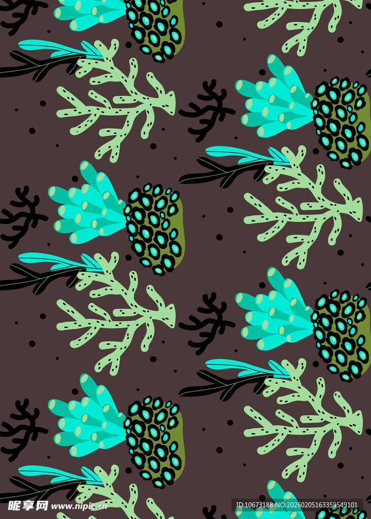 蓝绿植物图案背景纹理