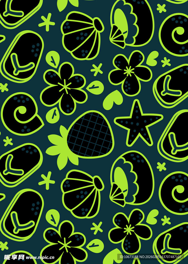 海洋元素无缝花纹图案