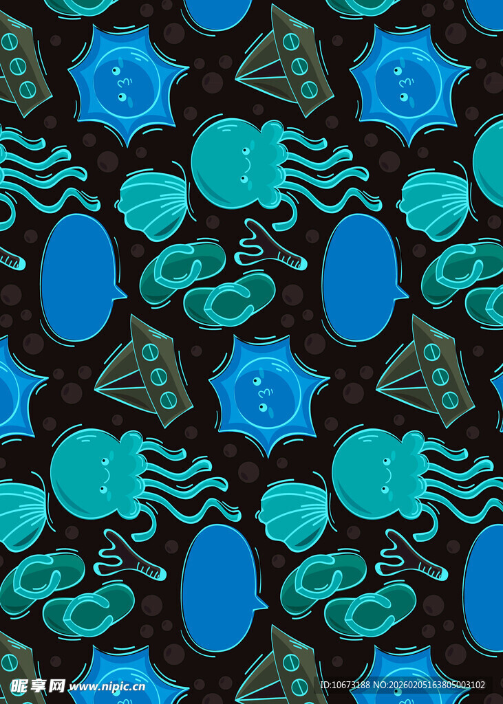 海洋生物图案的深色背景