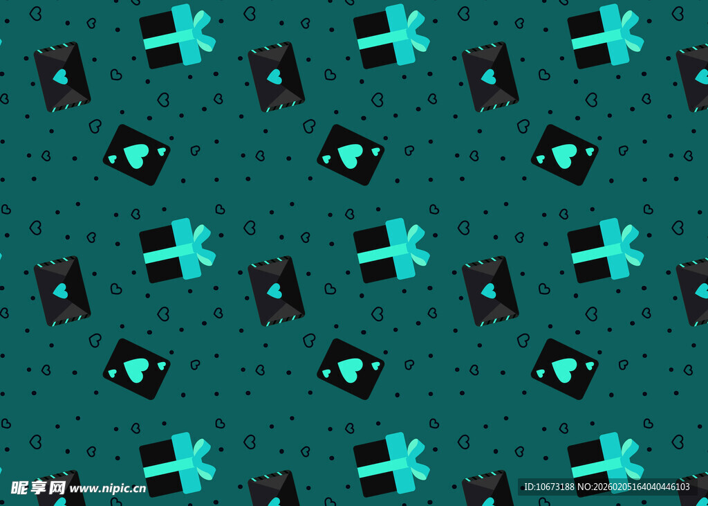 蓝绿色调像素风图案背景